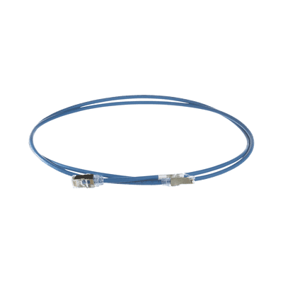 Patch Cord Cat6A, Diametro Reducido 28 AWG, Blindado S/FTP, CM/LS0H, 15 Metros (49.21 Pies), Color Azul