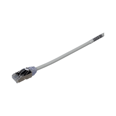 Patch Cord Cat6A, Diametro Reducido 28 AWG, Blindado S/FTP, CM/LS0H, 15 Metros (49.21 Pies), Color Gris