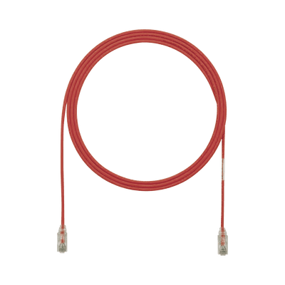 Cable de Parcheo TX6, UTP Cat6, Diámetro Reducido (28AWG), Color Rojo, 3.66 Metros (12 Pies)