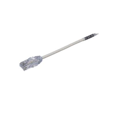 Cable de Parcheo TX6, UTP Cat6, Diámetro Reducido (28AWG), Color Blanco Mate, 7.62 Metros (25 Pies)