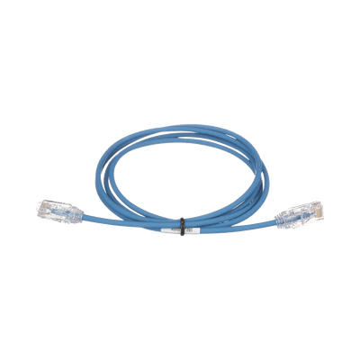 Cable de Parcheo TX6, UTP Cat6, Diámetro Reducido (28AWG), Color Azul, 0.61 Metros (2 Pies)