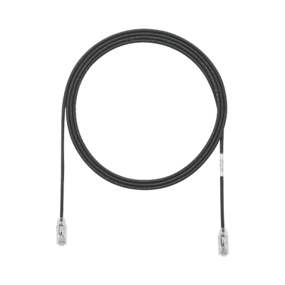 Cable de Parcheo TX6, UTP Cat6, Diámetro Reducido (28AWG), Color Negro, 1.22 Metros (4 Pies)