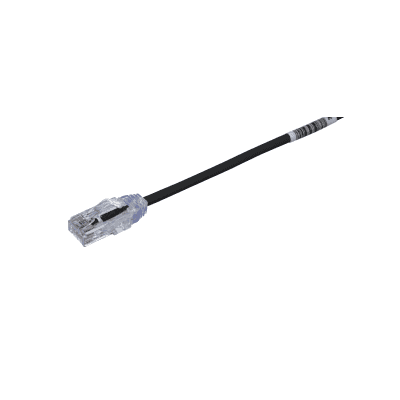 Cable de Parcheo UTP Cat6A, CM/LSZH, Diámetro Reducido (28AWG), Color Negro, 0.5 Metros (1.64 Pies)