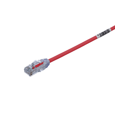 Cable de Parcheo UTP Cat6A, CM/LSZH, Diámetro Reducido (28AWG), Color Rojo, 0.3 Metros (1 Pie)