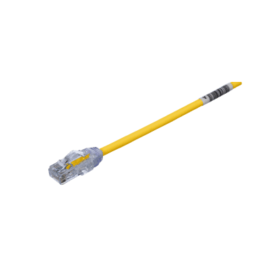 Cable de Parcheo UTP Cat6A, CM/LSZH, Diámetro Reducido (28AWG), Color Amarillo, 0.61 Metros (2 Pies)