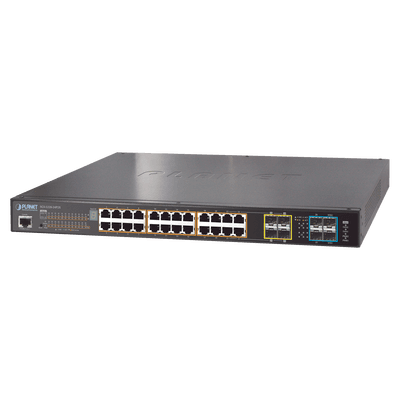 Switch administrable L2+ Stack de 24 puertos PoE+ 802.3at + 2 Puertos 10G SFP /440W