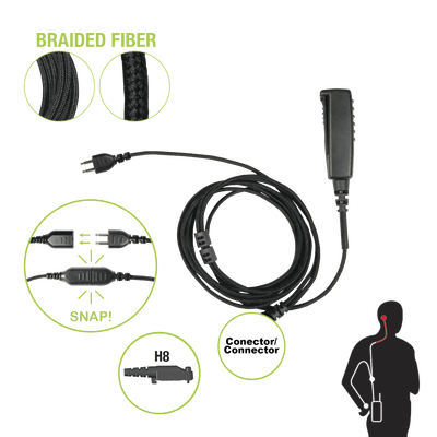 Cable para Micrófono audífono SNAP intercambiable con conector para Radios Hytera X1E/P, Z1P, PD6.