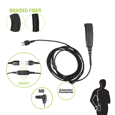 Cable para Micrófono audífono SNAP intercambiable con conector para Radios Motorola (TRBO) SL300 & 7550.