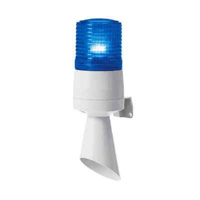 Luz LED con patrones de destello fijo y destellante con buzzer incorporado de alto volumen Máx. 95 dB color Azul 24 VCD
