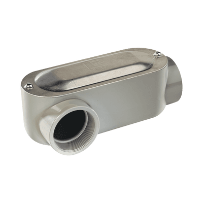 Caja oval roscada tipo LR de 1 1/4" (31.8 mm) Incluye tapa y tornillos.