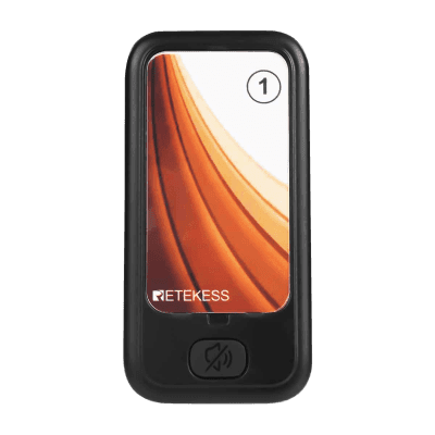 Pager Recargable TD173 / 3 Modos de Alerta: Sonido, Vibración y LED / Recepción de Señal Fuerte 148mW / Batería 3.7V 200mAh / Personalizable con Logo / Dimensiones 100x50x10 mm (3.9x2x0.4 in)