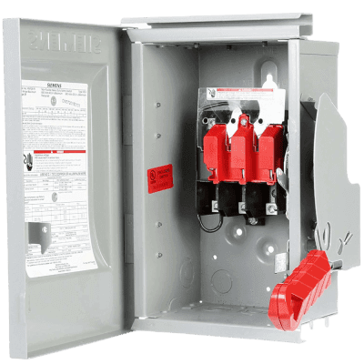 Interruptor de Seguridad HNF362R, 600Vca, 3 polos, 60 Amp, sin portafusibles, Nema 3R.