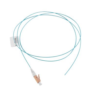 Pigtail de Fibra Óptica LC Simplex, Multimodo OM4 XGLO 50/125, OFNR, Color Aqua, 1 Metro (3.28 Pies)