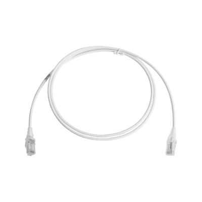 Patch Cord MC6 Modular Cat6 UTP, CM/LS0H, 1.52 Metros (5 Pies), Color Blanco, Diámetro Reducido (28AWG), Versión Bulk (Sin Empaque Individual)