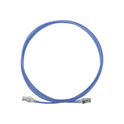 Patch Cord MC6 Modular Cat6 UTP, CM/LS0H, 2.13 Metros (7 Pies), Color Azul, Diámetro Reducido (28AWG)