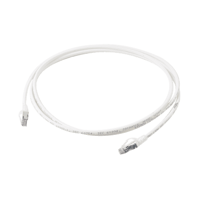 Patch Cord Skinny Cat6A Blindado S/FTP, 2.13 Metros (7 Pies), Diámetro Reducido 28 AWG, Color Blanco