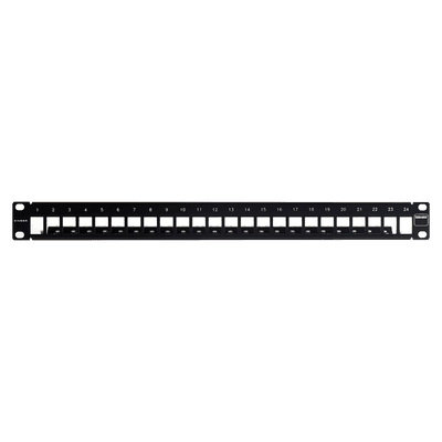 Patch Panel TERA-MAX Blindado de 24 Puertos, Modular (Vacío), Plano, Color Negro, 1UR