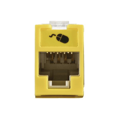Jack Ultramax Cat6, UTP, Montaje Híbrido en Placa de Pared (Plano y Angulado), Color Amarillo, Punch Down
