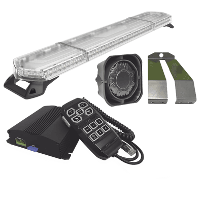 Kit de Sirena, Bocina y Torreta de 48", Con 96 LED, Ambar, Ideal Para Equipar Unidades De Seguridad Privada, MinerIa e Industria