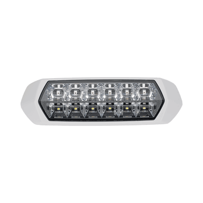 Luz de Advertencia de 12 LED, Top Rojo 6 LED , Bottom Blanco 6 LED, Lente Transparente, SAE