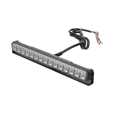 Luz Auxiliar de 45 LED, Top Rojo, Tricolor Rojo/Ambar/Blanco, 11.42", Lente Transparente, SAE