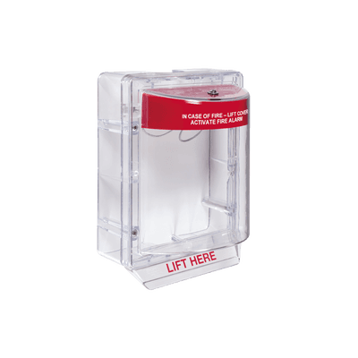 Cubierta Protectora Serie Stopper II® De Policarbonato, Con Bocina, Espaciador Transparente, Montaje en Superficie, Etiqueta en Inglés 