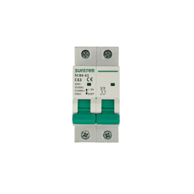 Protección Térmica/ Interruptor 2P, 63 A,  Corriente Alterna 400Vca para Aplicación Fotovoltaica Montaje Riel DIN