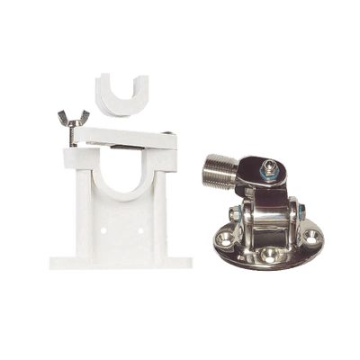 Kit de montaje de acero inoxidable ajustable con soporte para antenas de 1" ó 1 1/2" de Diámetro. Rosca Estándar 1" x 14 Hilos.