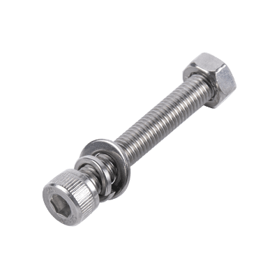 Tornillo Allen Milimétrico de Acero Inoxidable  M8-1.25 x 35/ Incluye Tuerca, Arandela Plana y Arandela Presión / Para Montajes de Módulos Solares / Bolsa con 6 piezas.