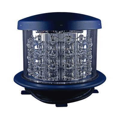 Luz de Obstáculo LED Intensidad Media FAA L-864 / LED Rojo 2000 CD / 120-240 VAC / 360° Cobertura Horizontal / 3° Haz Vertical / NEMA 4X / Para Torres 46-107 m / Certificación FAA e ICAO