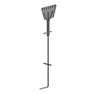 Ancla de Piso Tipo Paleta 7 Orificios para Retenida. Placa: 3/4", Redondo: 1", Altura: 210 cm. Galv. Inmersión.