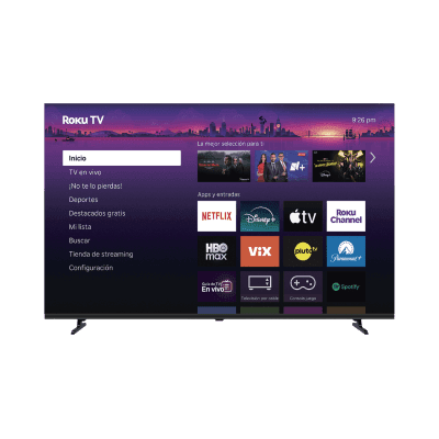 SmartTV QLED 4K UHD 58 Pulgadas / Resolución 3840 × 2160 / Tecnología QLED / 1GB DDR4 RAM / 512MB ROM / 3 Puertos HDMI / WiFi 2T2R / ROKU / Audio 8W+8W / VESA 200×200 mm
