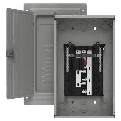 Centro de carga trifásico 3 Fases, 4 Hilos para interruptores QP, de 12 polos - 24 circuitos, 120/240vca, Barras de aluminio 100 Amp, Nema 1, uso interior. Incluye tapa.