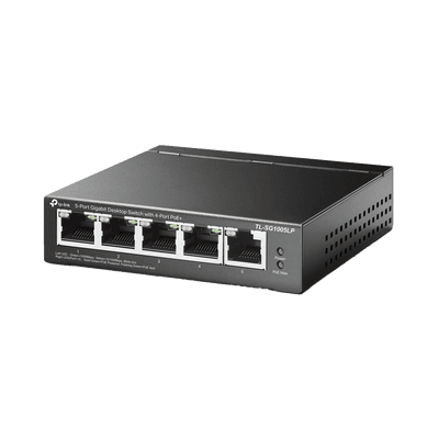 Switch Escritorio No Administrable de 5 puertos 100/100/1000 Mbps / Con 4 puertos PoE 802.3af/at de hasta 40 W