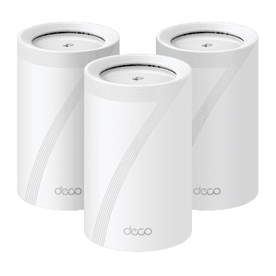 KIT 3 Routers Inalámbrico MESH Interior para Hogar / Triple Banda Wi-Fi 7 BE9300 Mbps / 2 Puerto 2.5 Gigabit WAN/LAN / 4 Antenas Internas / Operación Multi-Link MLO / Administración Mediante la App Deco (iOS, Android) / HomeShield
