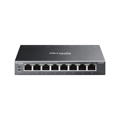 Switch Gigabit Easy Managed 8 Puertos / PoE+ 64W / Cloud Management Omada / 16 Gbps Switching / Fanless / Desktop-Wall Mount