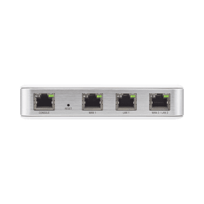 Router UniFi puertos Ethernet Gigabit, desempeño de 1 Mpps, hasta 100 dispositivos en LAN, bloqueo de tráfico por categoría, administración desde la nube