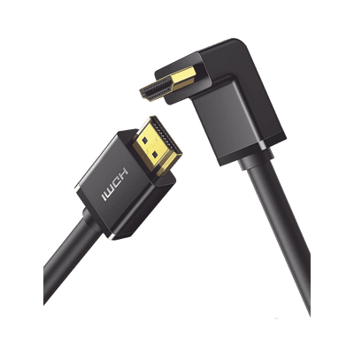 Cable HDMI 2.0  en Angulo de 90°  / 2 m / 4K@60Hz / HDR / 3D / HEC (Canal Ethernet HDMI) / ARC (Canal de Retorno de Audio / CEC / 32 canales de Audio / HDCP 2.2 / Dolby Atmos / 18 Gbps / Blindaje Múltiple