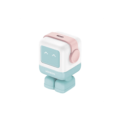 Cargador Mini GaNRobot 30W serie UNO | 1 USB-C de Carga Rápida | Tecnología GaN II | Multiprotocolo PD/QC/SCP/FCA | Carga Inteligente | Pantalla LED | Zapato Magnético Extraíble | Thermal Guard | Color Pink-Blue