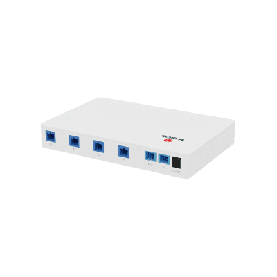Splitter Activo 1x4 para Alimentación de 4 Dispositivos POF, 1 Puerto de cascadeo para continuidad, puertos SC/UPC