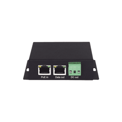 Splitter PoE / 1 Puerto PoE Entrada / 1 Puerto Salida Datos / 1 Salida de 12 Vcc, 2A / Presupuesto PoE 30W