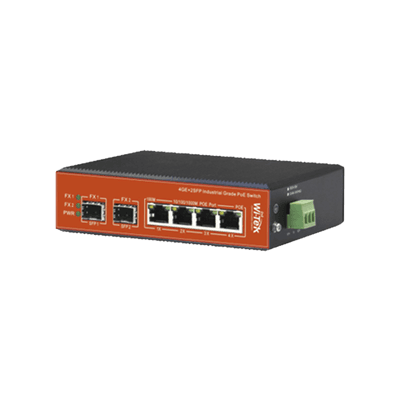 Switch Industrial PoE++ y pasivo de 24V, no administrable con 6 puertos Gigabit + 2 SFP combo