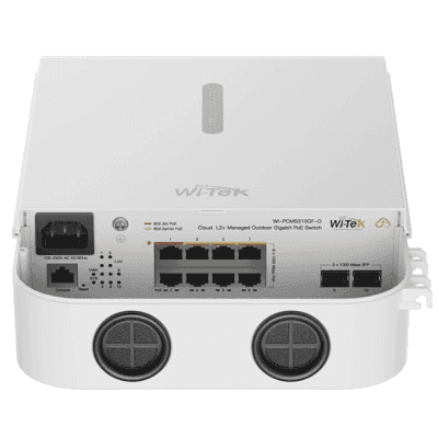 Switch PoE Gigabit 8 Puertos / 2 SFP Uplink / PoE++ 802.3bt 90W Puerto 1-2 / PoE+ 802.3at 30W Puerto 3-8 / 110W Presupuesto Total / 20Gbps Switching / Sin Ventilador / Montaje en Pared o Poste / Industrial -30°C a 60°C