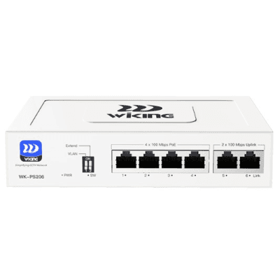 Switch no administrable PoE / Gestión Cloud / Con 4 puertos 10/100 Mbps PoE af/at / 2 Puertos Uplink 10/100 MBPS / Presupuesto 45 W / PoE hasta 250 metros