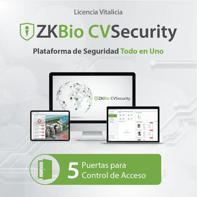 Licencia ZKBio CVSecurity / 5 Puertas / Vitalicia / Compatible InBioPro InBio APX / Green Label