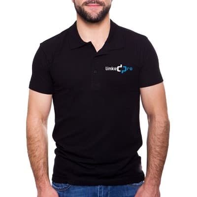 Playera Tipo Polo Color Negro LinkedPRO Talla Grande
