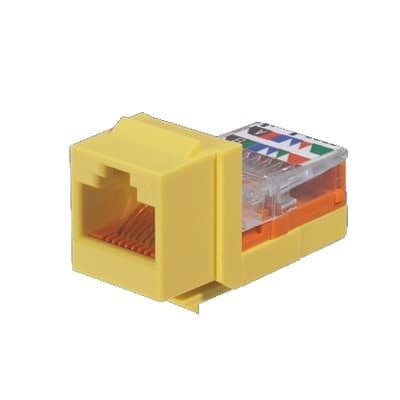 Conector Jack Estilo Leadframe, Tipo Keystone, Categoría 5e, de 8 Posiciones y 8 Cables, Color Amarillo